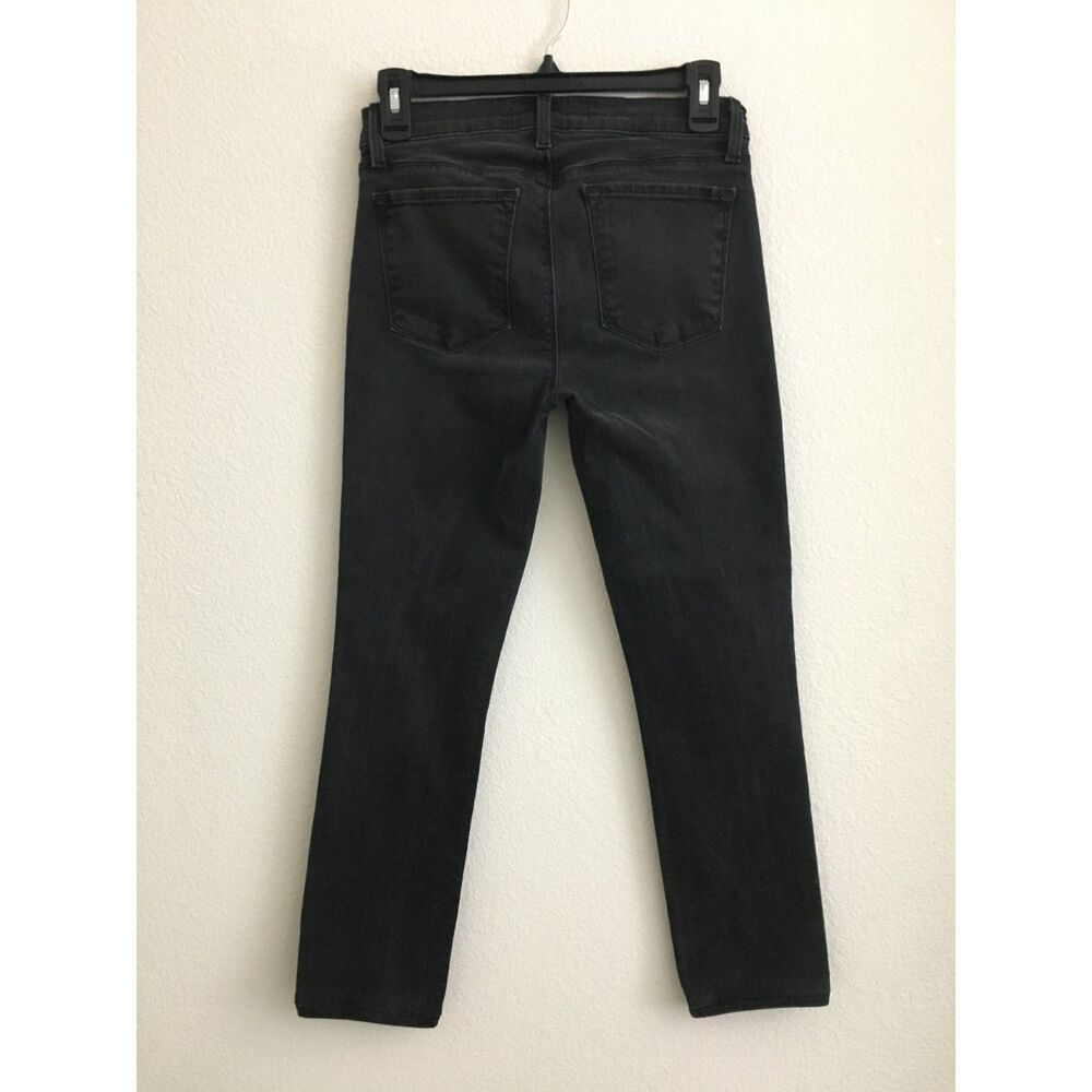 J Brand Mid Rise Rail Jeans Womens 28 Graphite Black Skinny Cropped Stretch